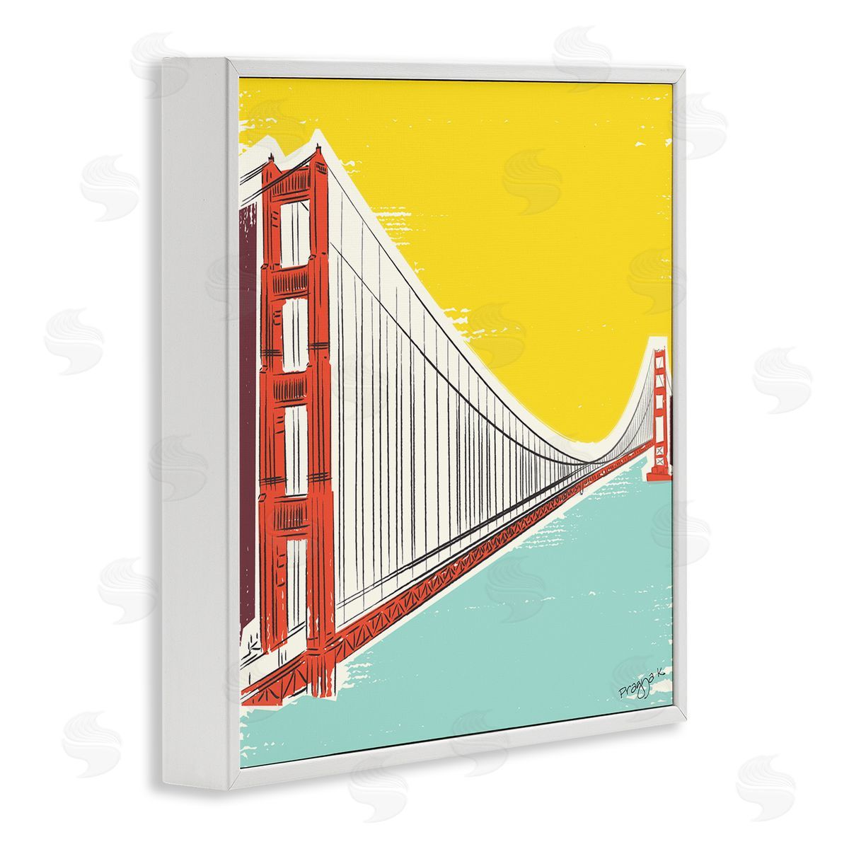 Pragya Kothari Modern Industrial Bridge White Framed Giclee Wall Artside_