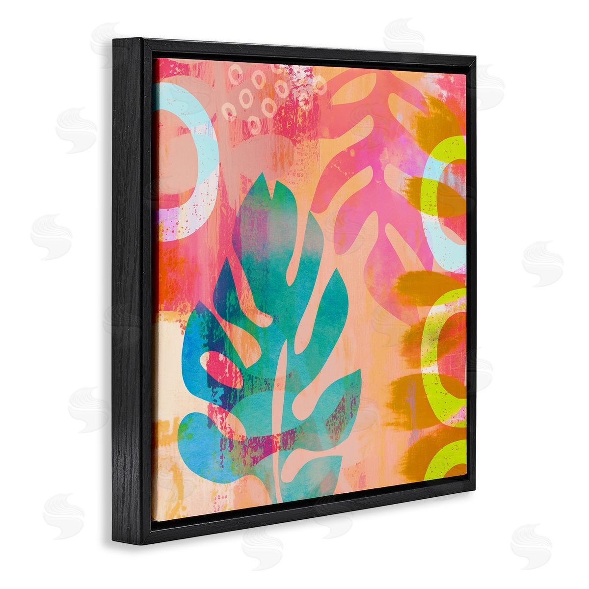 Andrea Haase Bold Plant Leaf Shapes Black Floater Frame Canvas Artside_