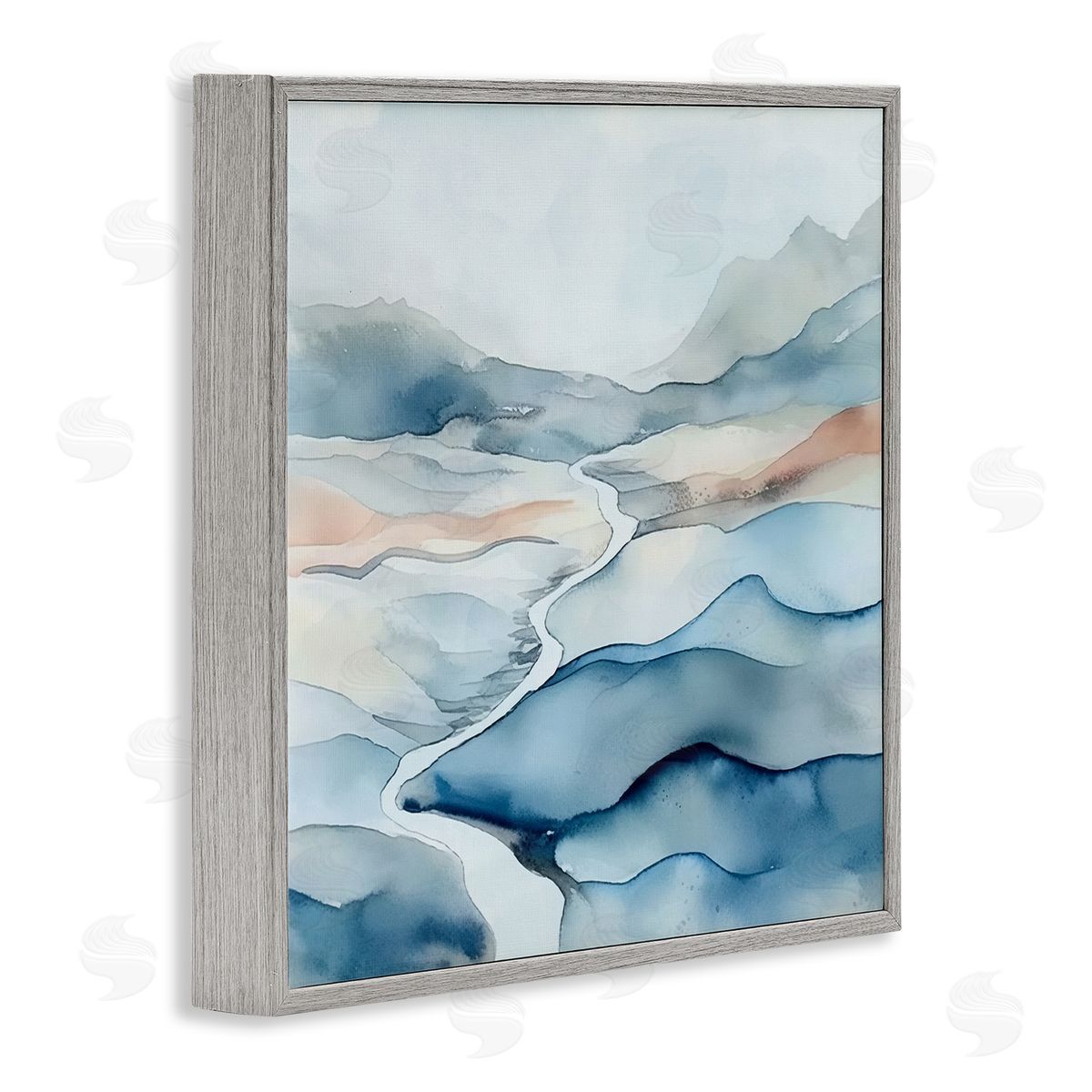 Andrea Haase Abstract Mountain Stream Gray Framed Giclee Wall Artside_