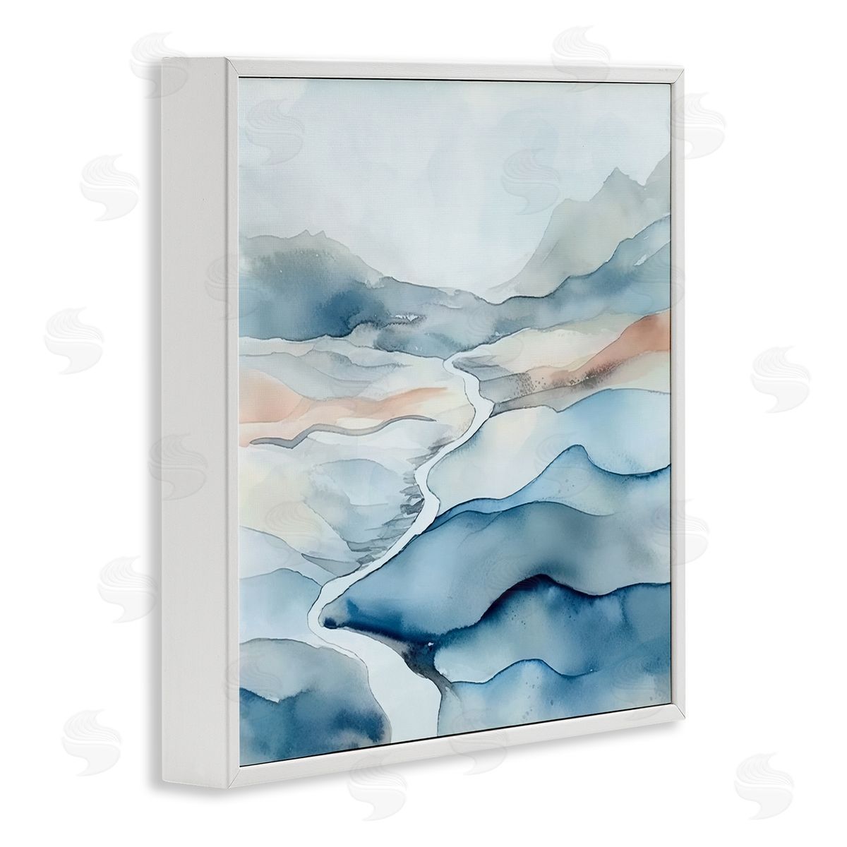 Andrea Haase Abstract Mountain Stream White Framed Giclee Wall Artside_