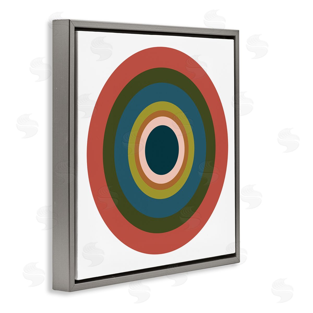 Jim Schlotzhauer Red Modern Circles Gray Floater Frame Canvas Artside_