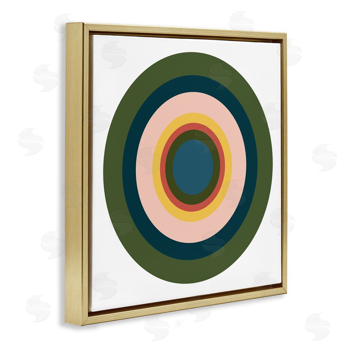 Jim Schlotzhauer Green Muted Circles Gold Floater Frame Canvas Artside_