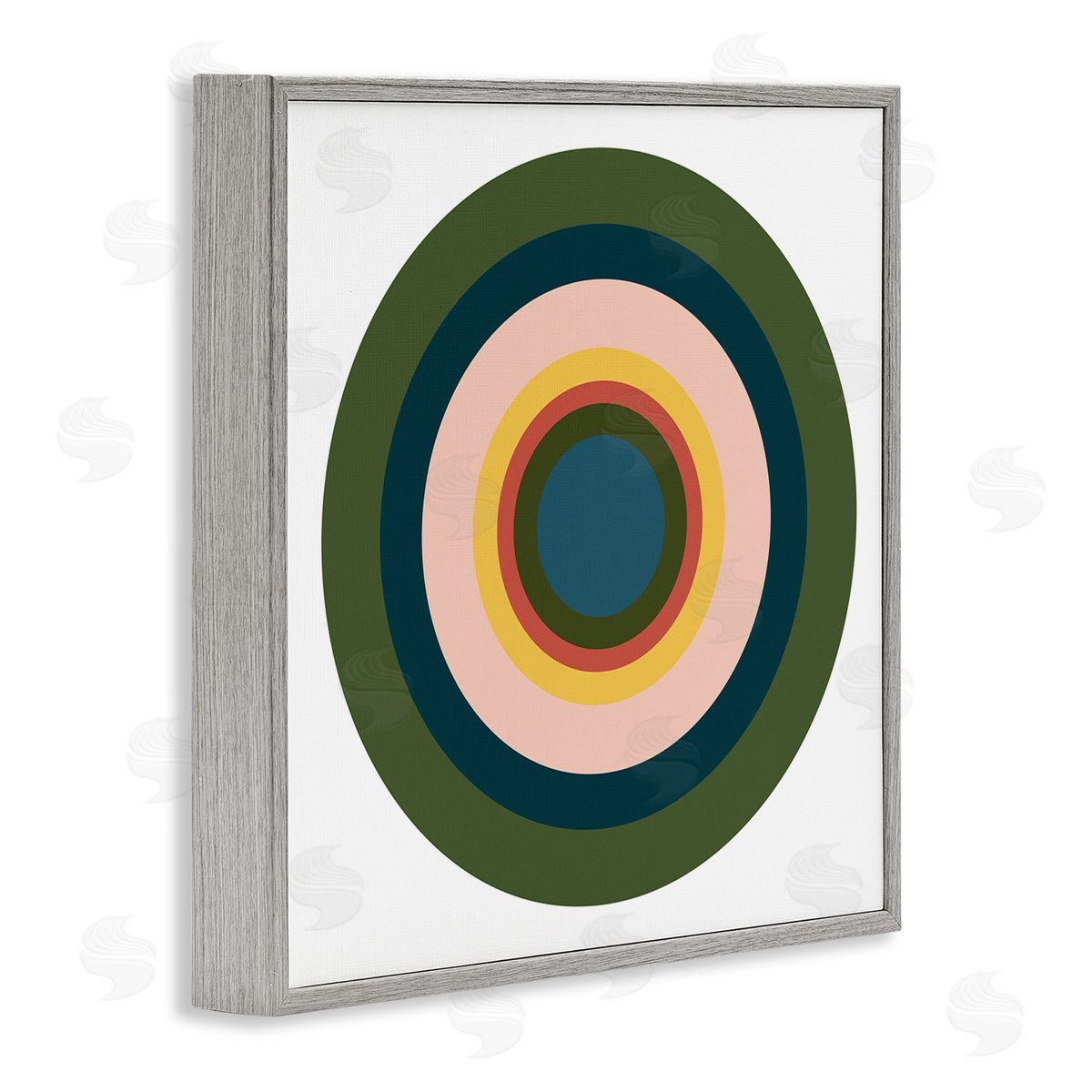Jim Schlotzhauer Green Muted Circles Gray Framed Giclee Wall Artside_