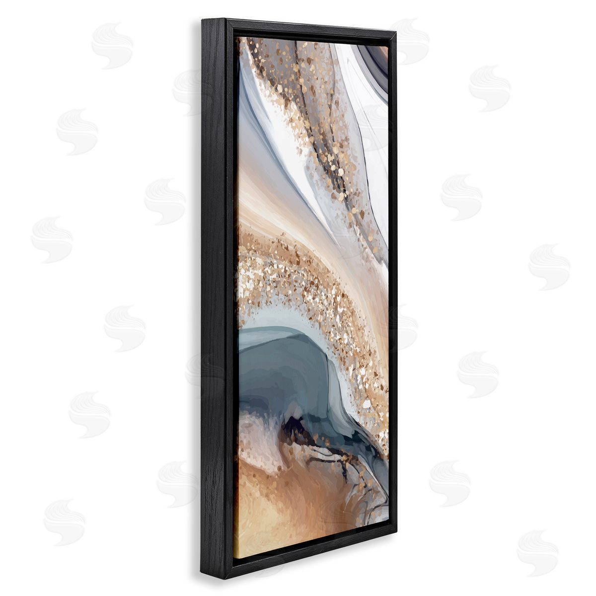 Glam & Grey Waves Black Floating Frame Canvas Wall Art, Home Decor by Kim Allen