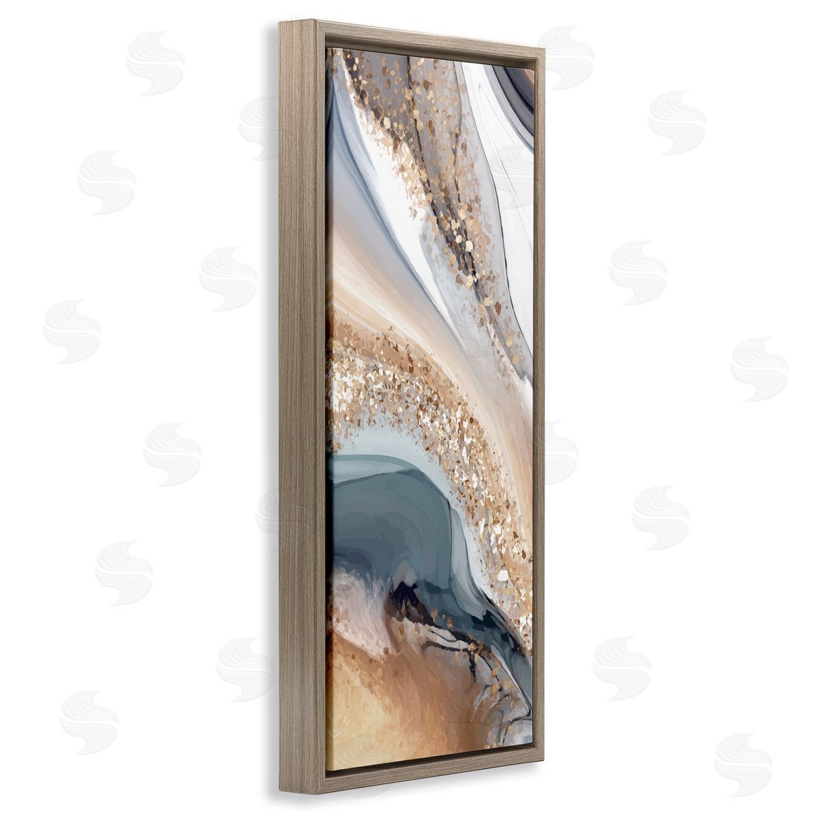Glam & Grey Waves Brown Floating Frame Canvas Wall Art, Home Decor by Kim Allen