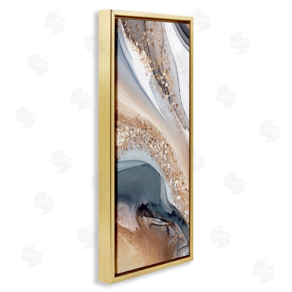 Glam & Grey Waves Gold Floating Frame Canvas Wall Art, Home Decor by Kim Allen