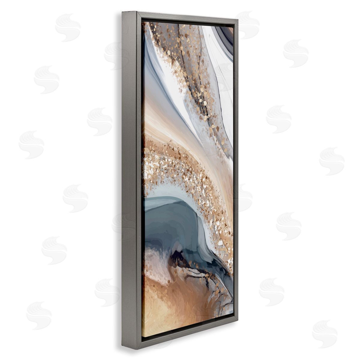 Glam & Grey Waves Grey Floating Frame Canvas Wall Art, Home Decor by Kim Allen