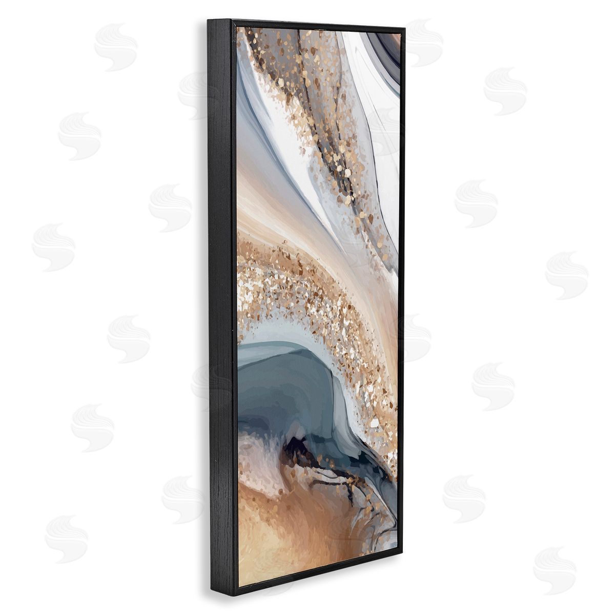 Glam & Grey Waves Black Frame Print Wall Art, Home Decor by Kim Allen