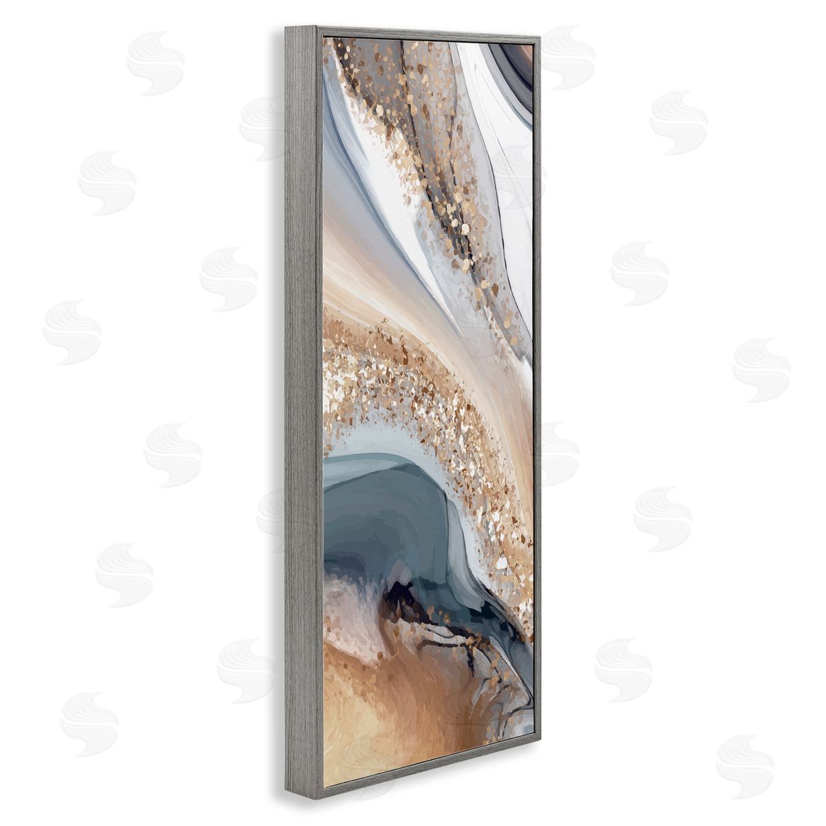 Glam & Grey Waves Grey Frame Print Wall Art, Home Decor by Kim Allen