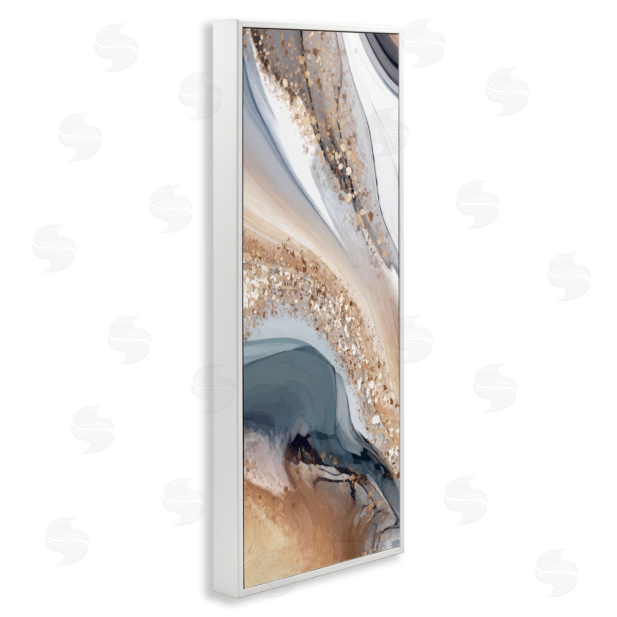 Glam & Grey Waves White Frame Print Wall Art, Home Decor by Kim Allen