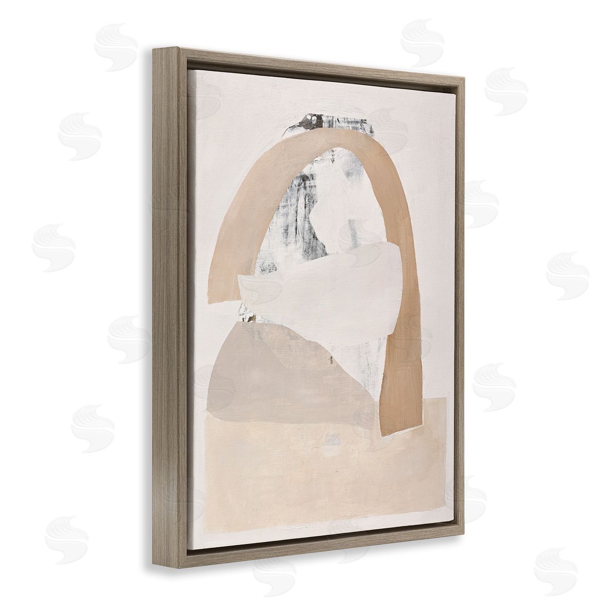 Design Fabrikken Simple Beige Abstract Brown Floater Frame Canvas Artside_
