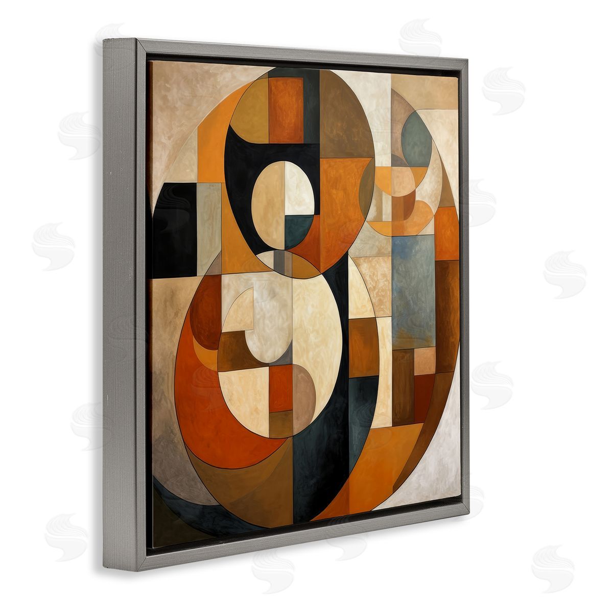 Irena Orlov Dark Contemporary Shapes Gray Floater Frame Canvas Artside_