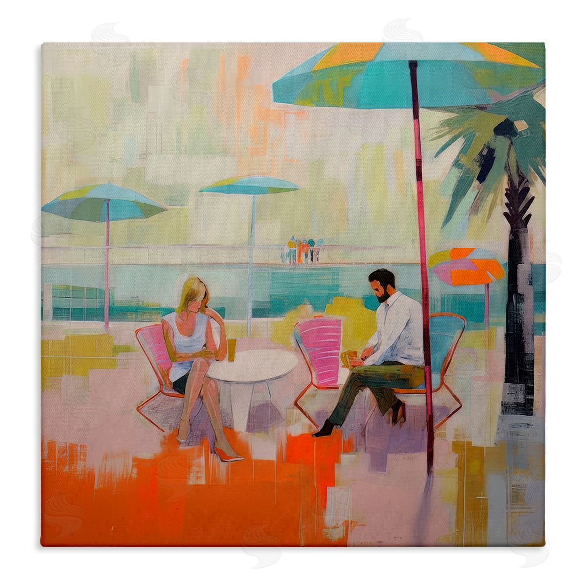 Irena Orlov Couple at Beach Abstract Canvas Wall Art