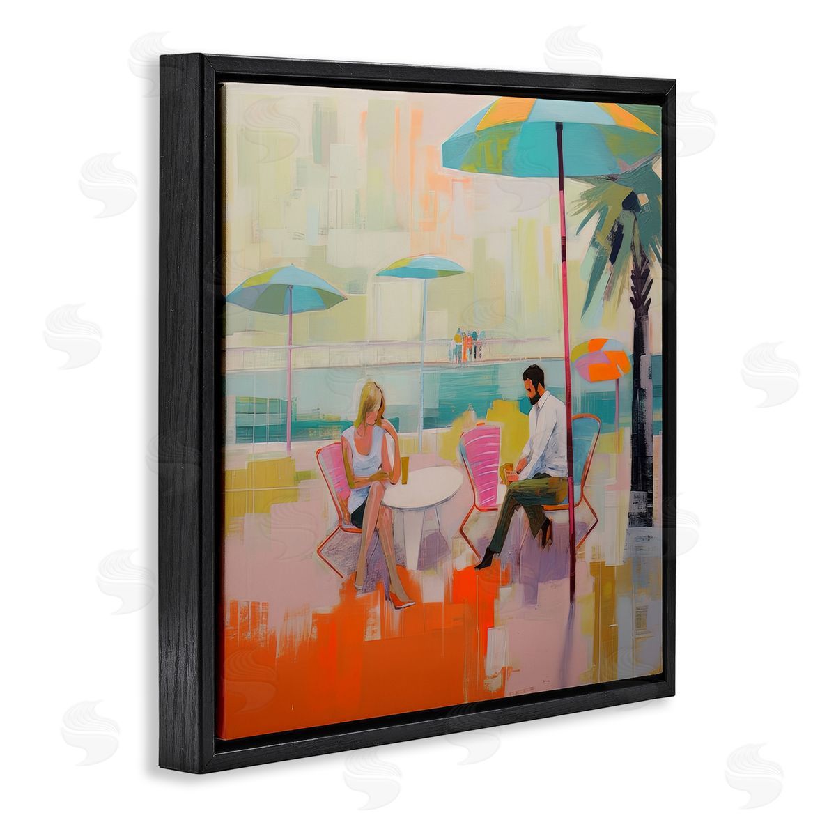 Irena Orlov Couple at Beach Abstract Black Floater Frame Canvas Artside_