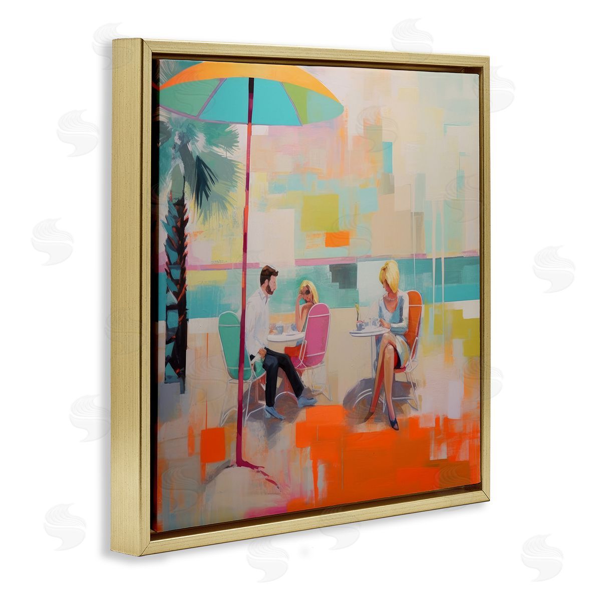 Irena Orlov Abstract Tropical Summer Gold Floater Frame Canvas Artside_