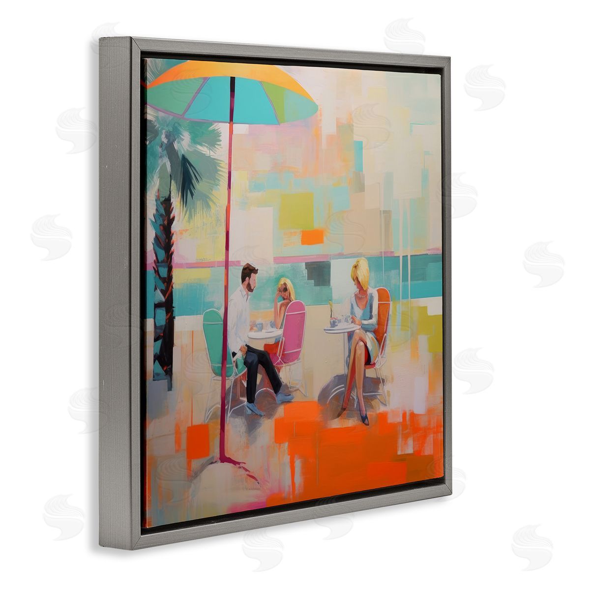 Irena Orlov Abstract Tropical Summer Gray Floater Frame Canvas Artside_