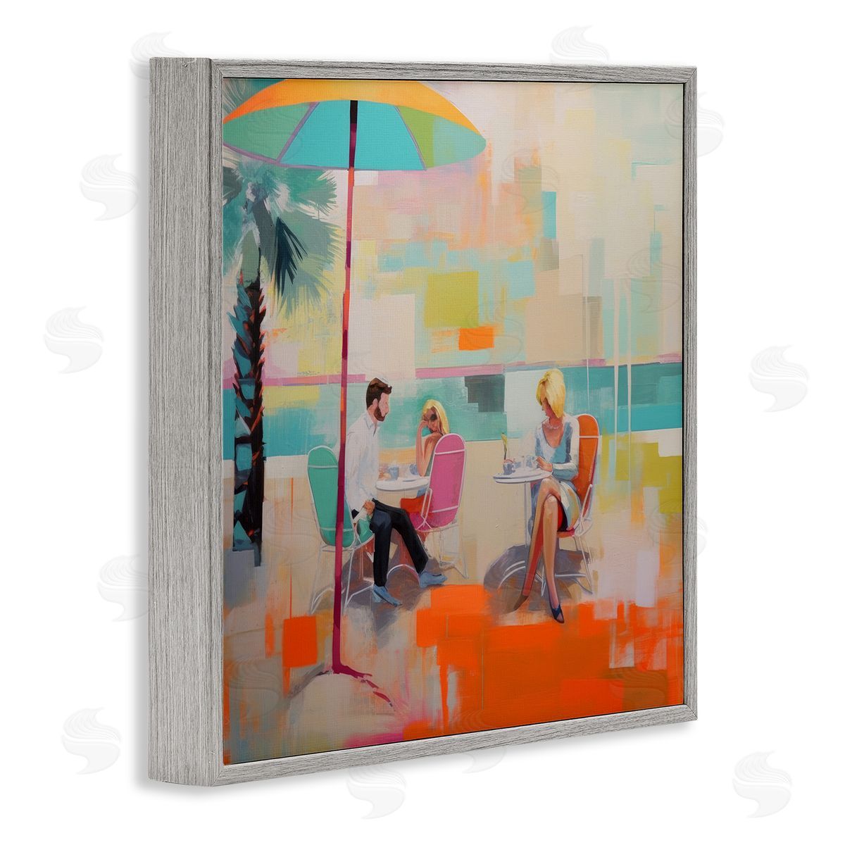 Irena Orlov Abstract Tropical Summer Gray Framed Giclee Wall Artside_