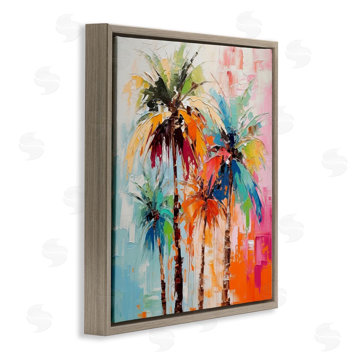 Irena Orlov Abstract Palm Tree Painting Brown Floater Frame Canvas Artside_