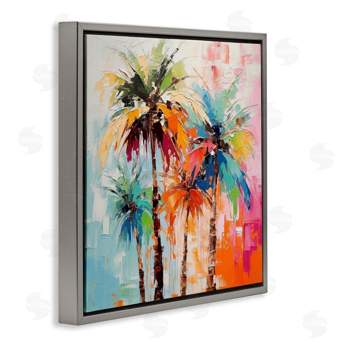 Irena Orlov Abstract Palm Tree Painting Gray Floater Frame Canvas Artside_