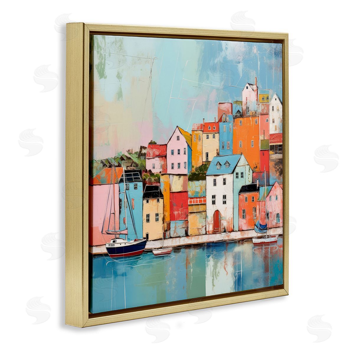 Irena Orlov Seaside Neighborhood Painting Gold Floater Frame Canvas Artside_