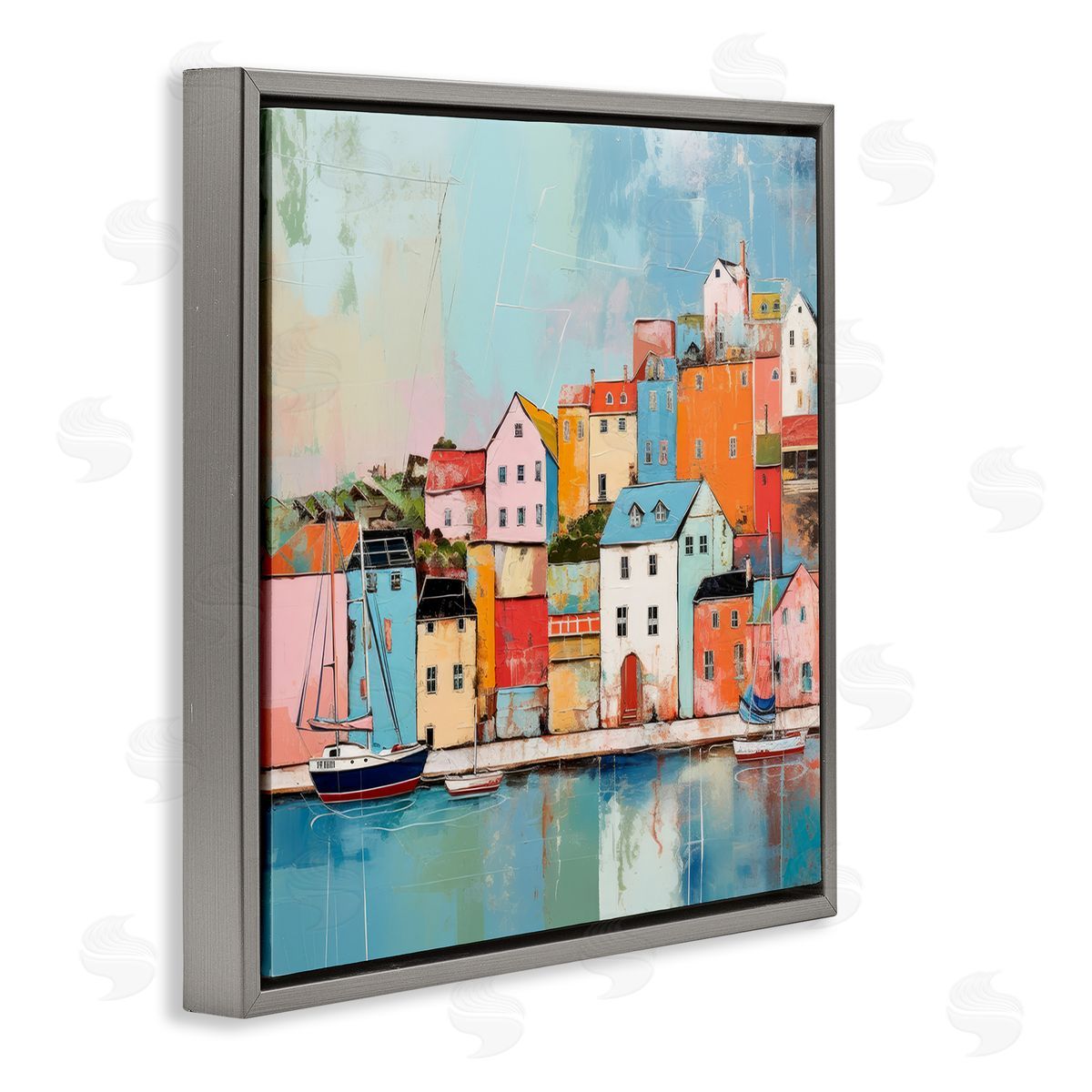 Irena Orlov Seaside Neighborhood Painting Gray Floater Frame Canvas Artside_