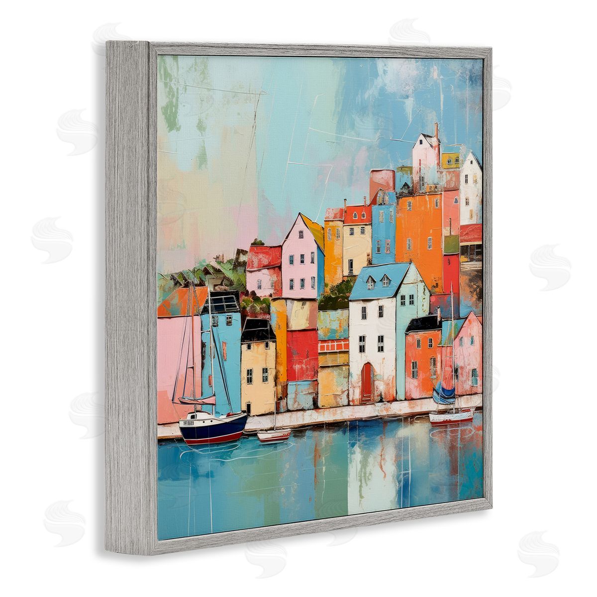 Irena Orlov Seaside Neighborhood Painting Gray Framed Giclee Wall Artside_