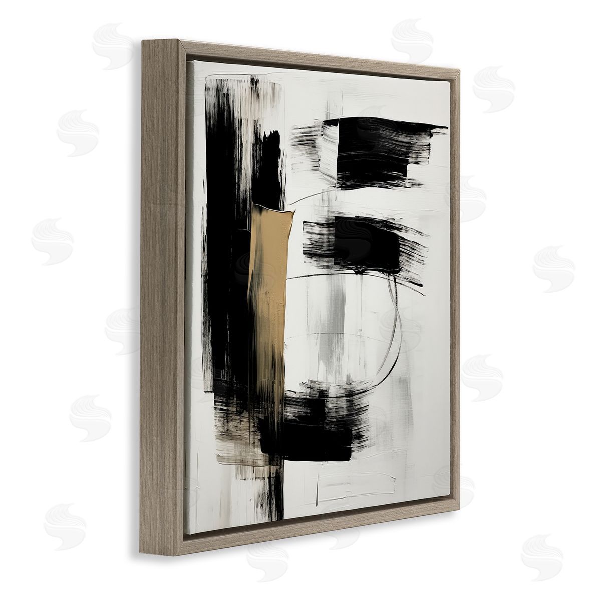 Irena Orlov Black Brush Strokes Brown Floater Frame Canvas Artside_