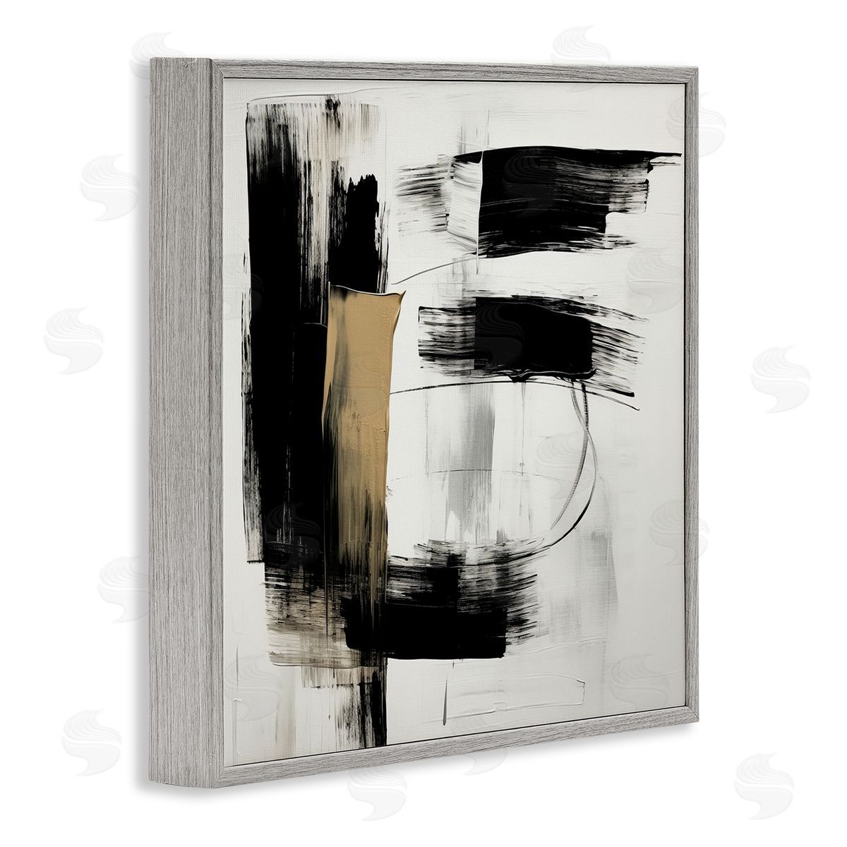Irena Orlov Black Brush Strokes Gray Framed Giclee Wall Artside_