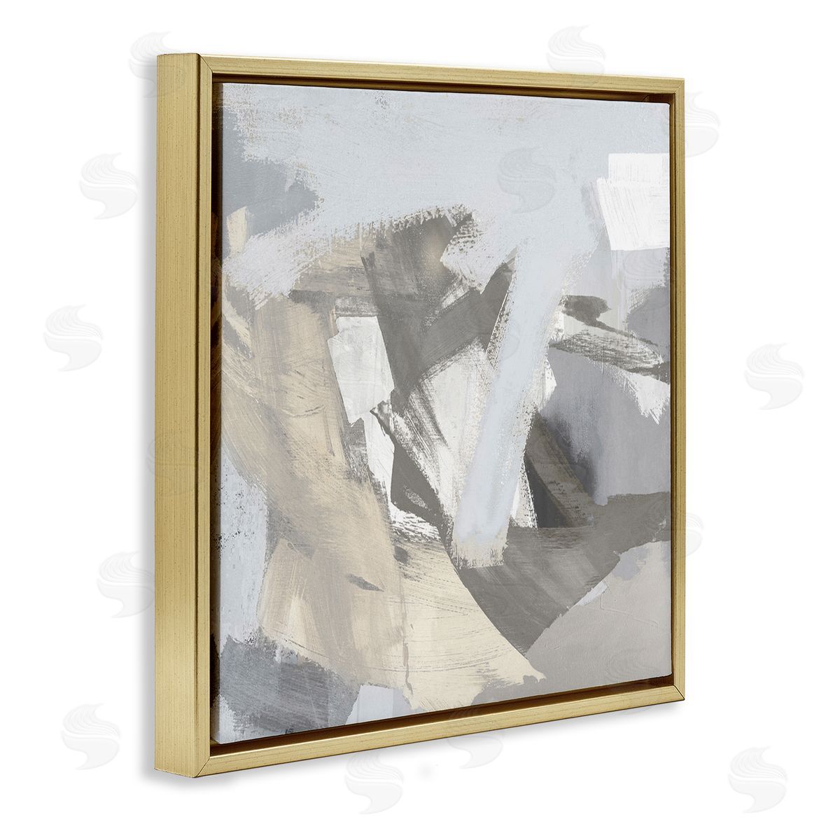 Rachel Springer Grey Subtle Painting Gold Floater Frame Canvas Artside_