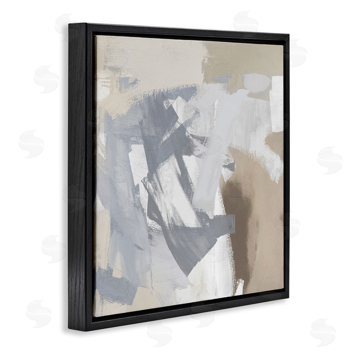 Rachel Springer Chaotic Gray & Beige Black Floater Frame Canvas Artside_