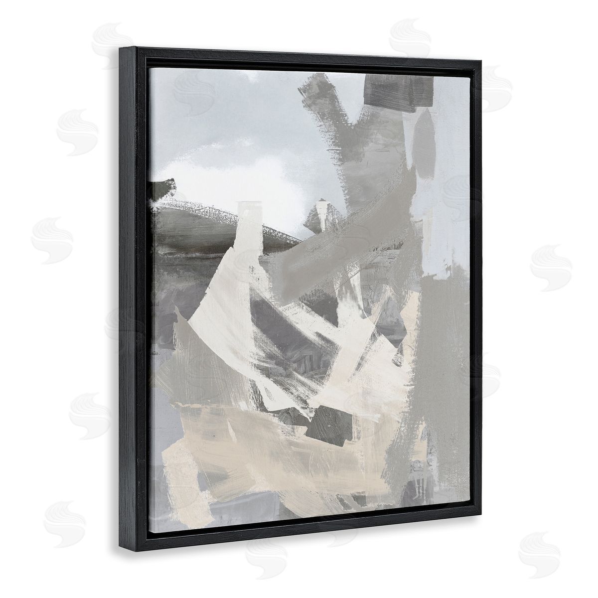 Rachel Springer Chaotic Grey Painting Black Floater Frame Canvas Artside_