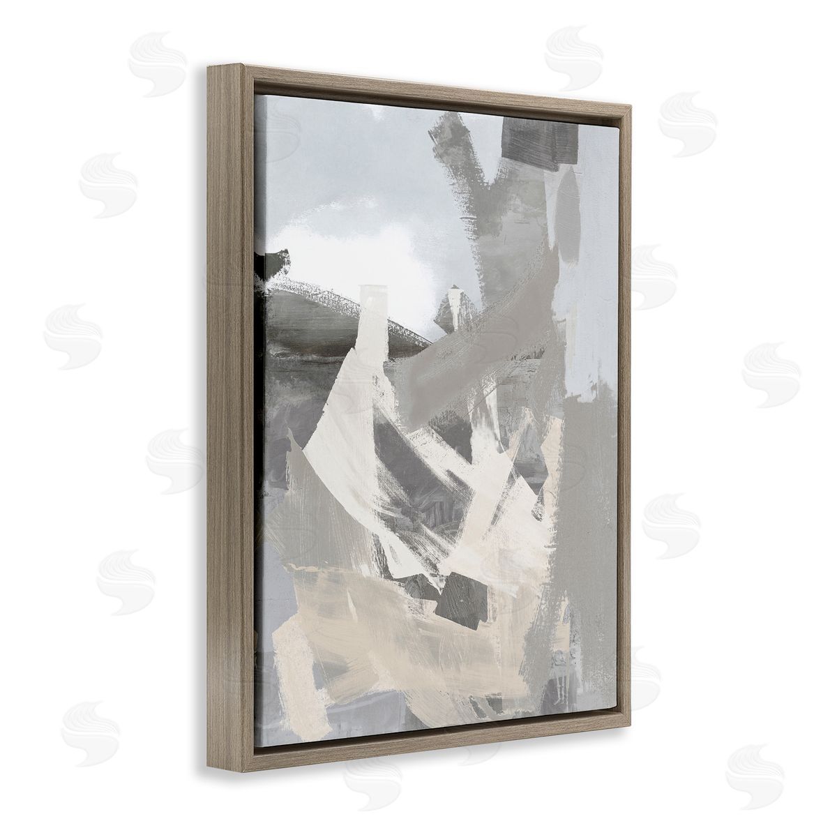 Rachel Springer Chaotic Grey Painting Brown Floater Frame Canvas Artside_