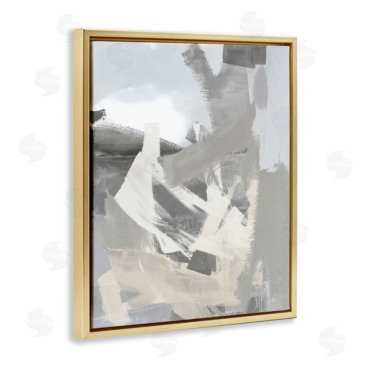 Rachel Springer Chaotic Grey Painting Gold Floater Frame Canvas Artside_