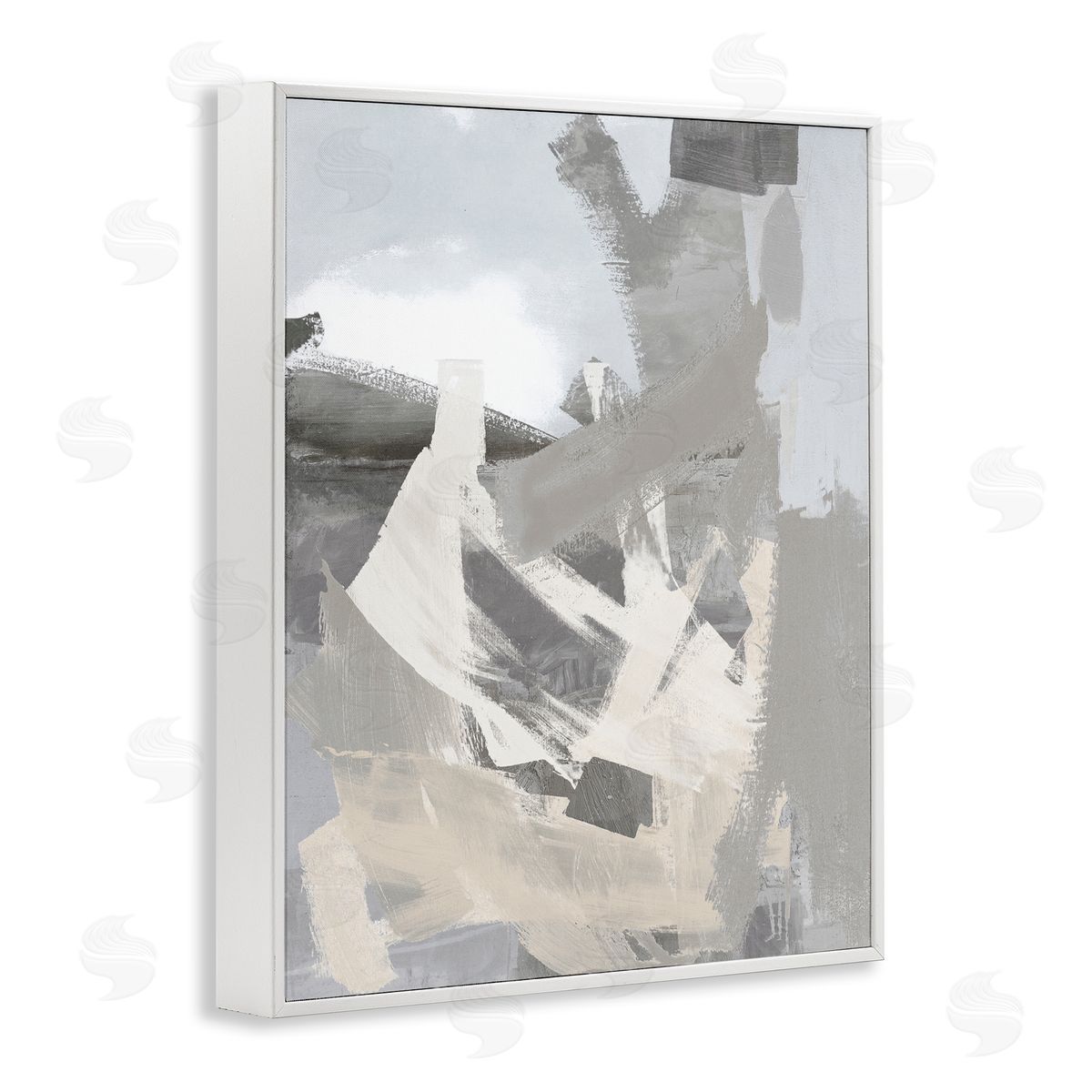 Rachel Springer Chaotic Grey Painting White Framed Giclee Wall Artside_