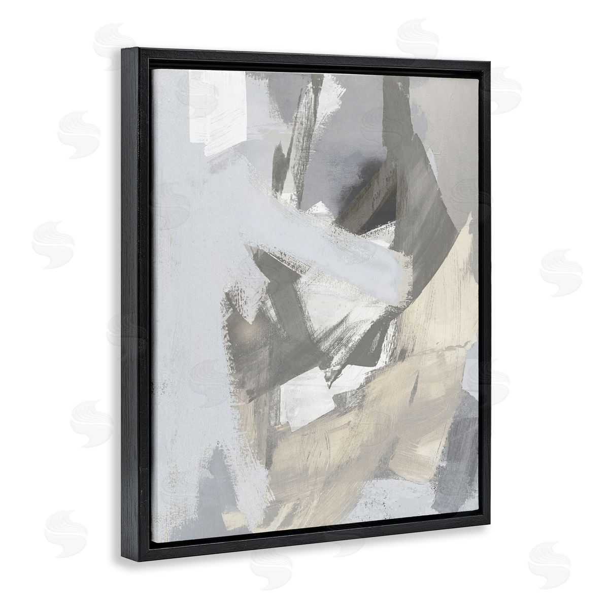 Rachel Springer Chaotic Grey Abstraction Black Floater Frame Canvas Artside_