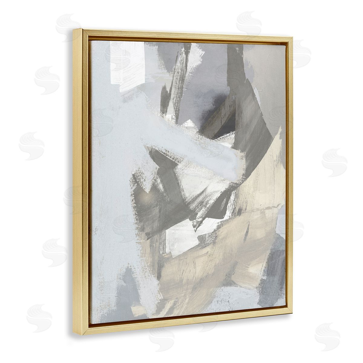 Rachel Springer Chaotic Grey Abstraction Gold Floater Frame Canvas Artside_