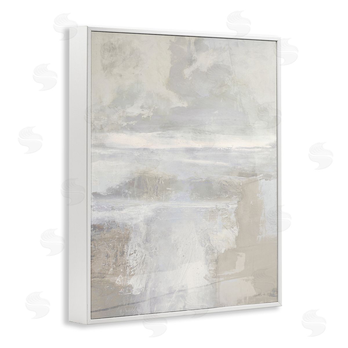 Rachel Springer Foggy Abstract Landscape White Framed Giclee Wall Artside_