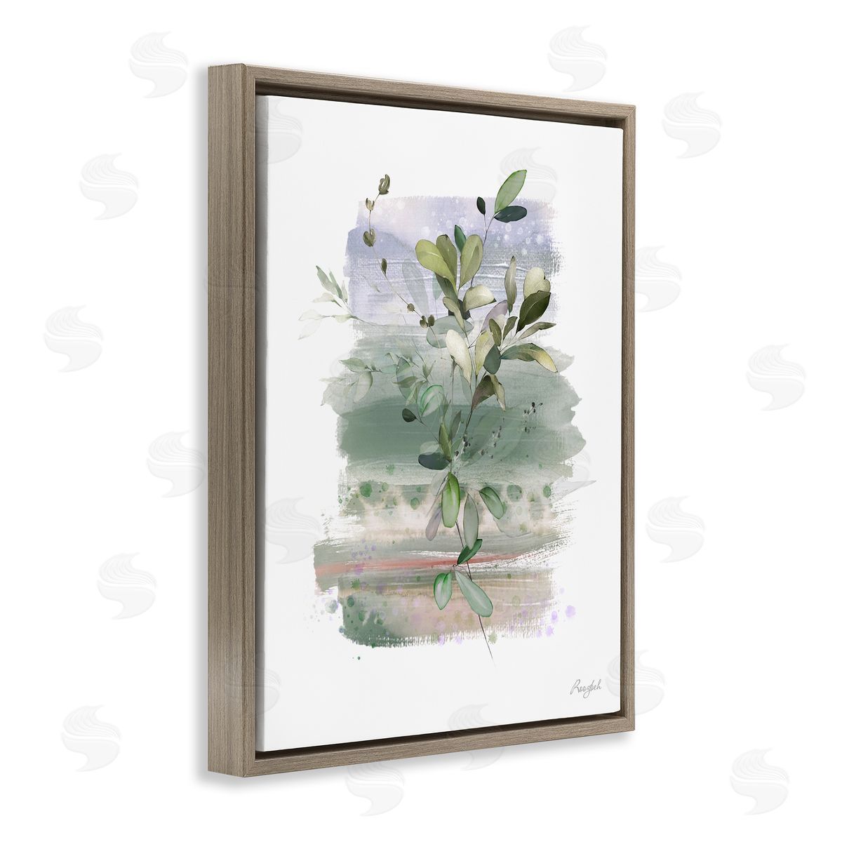 Roozbeh Modern Country Herbs Brown Floater Frame Canvas Artside_