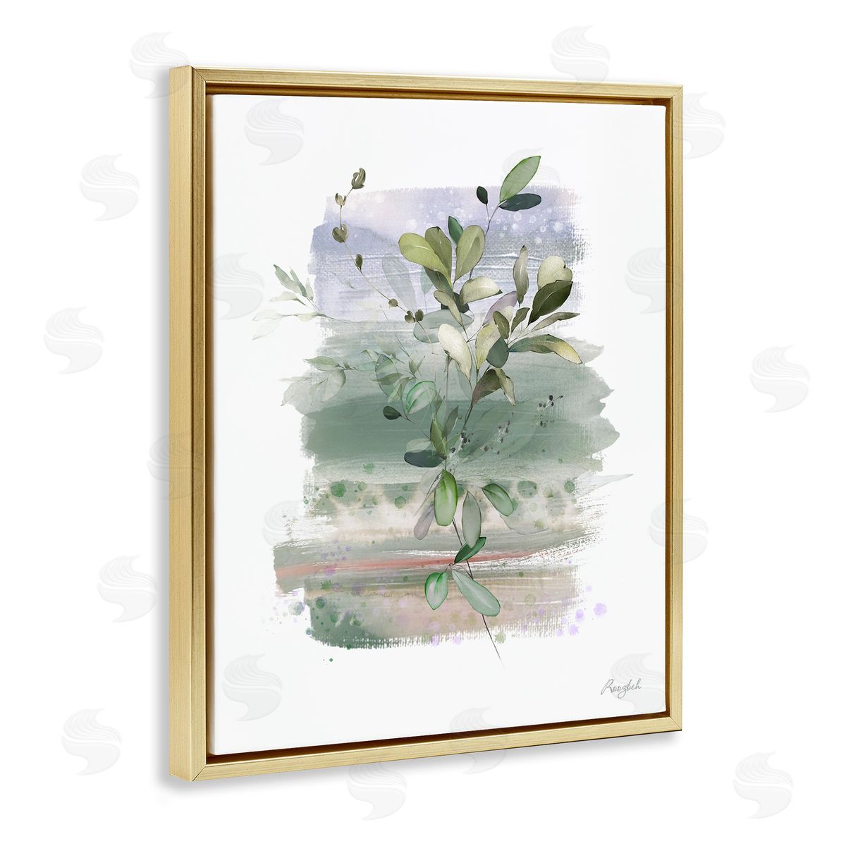 Roozbeh Modern Country Herbs Gold Floater Frame Canvas Artside_