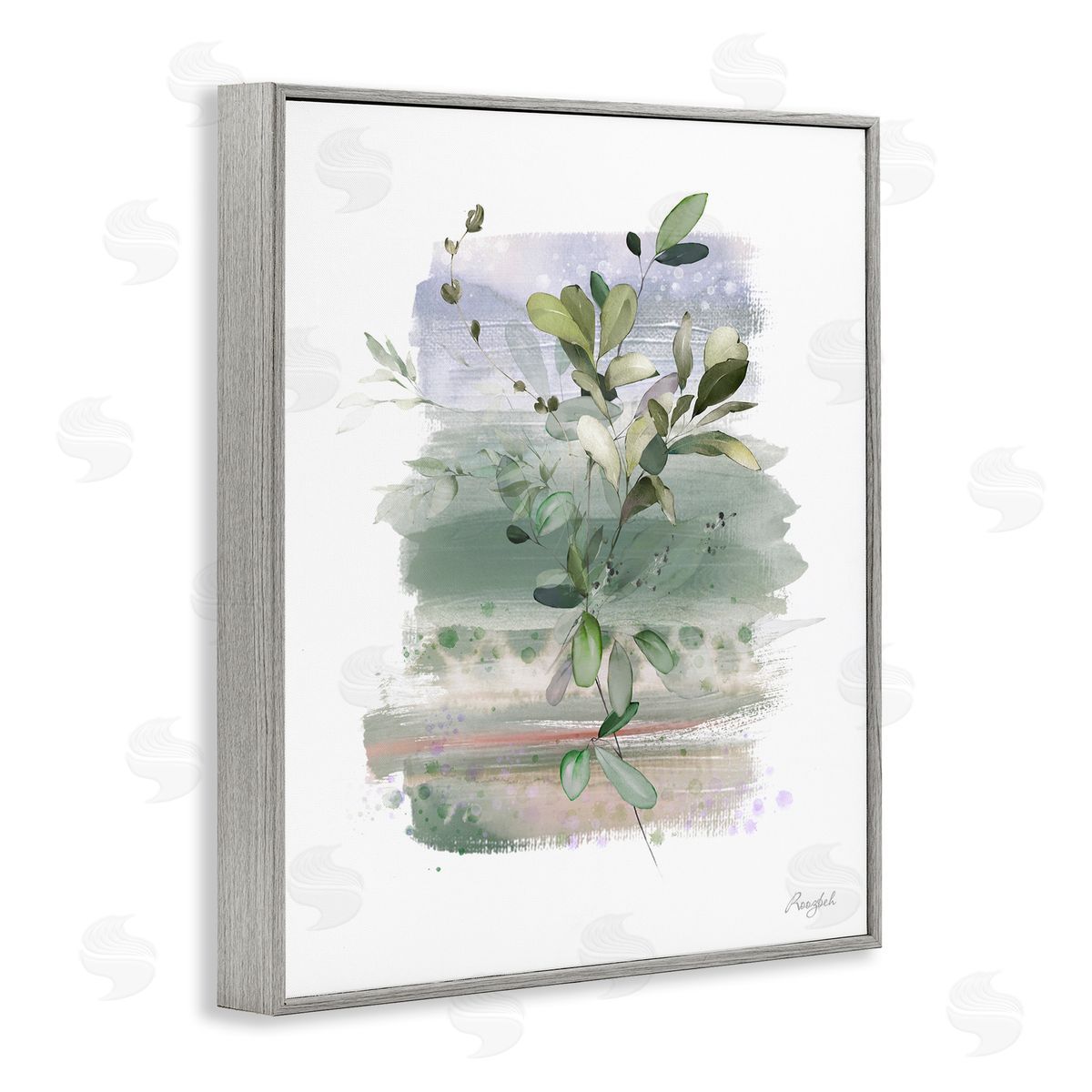 Roozbeh Modern Country Herbs Gray Framed Giclee Wall Artside_