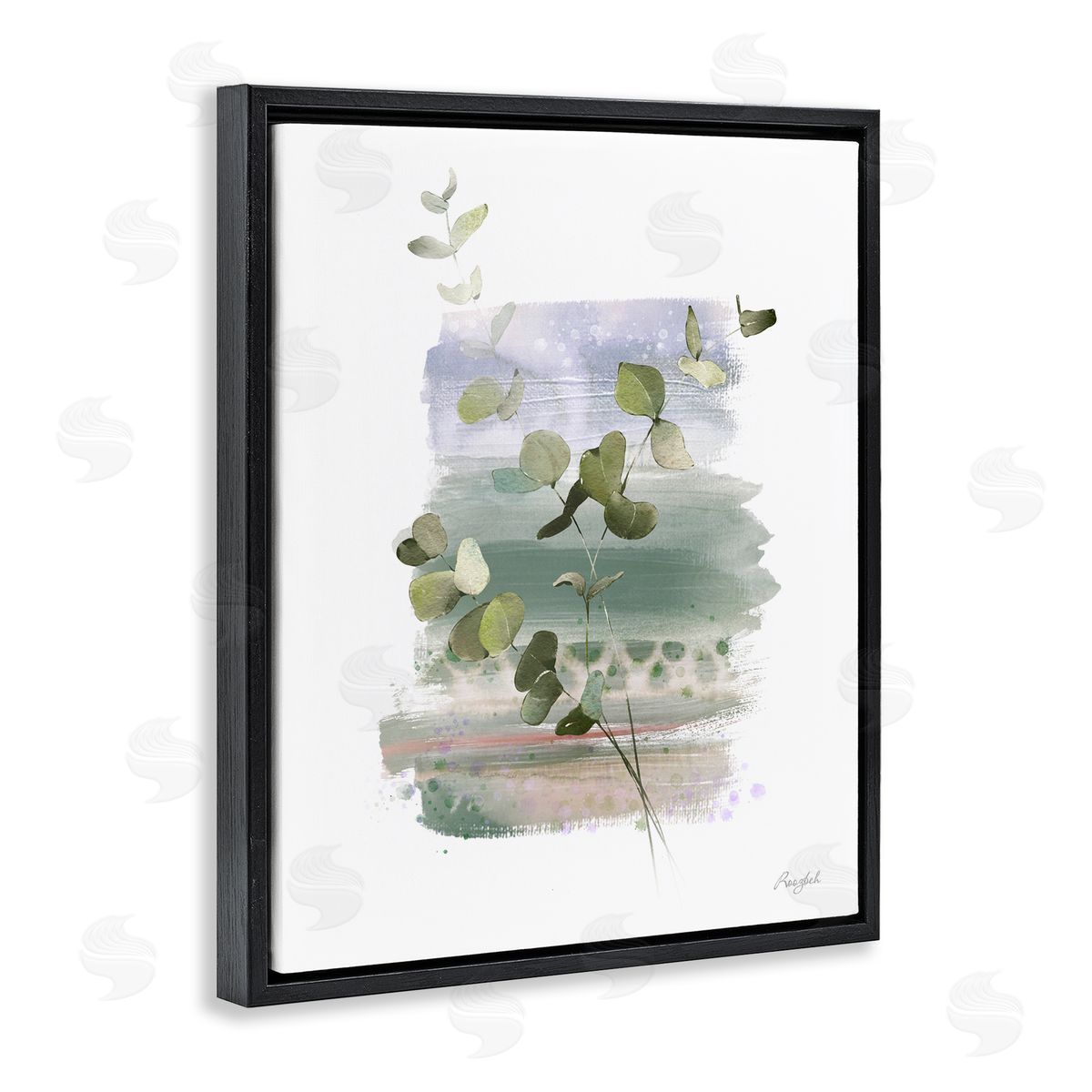 Roozbeh Eucalyptus Herb Painting Black Floater Frame Canvas Artside_