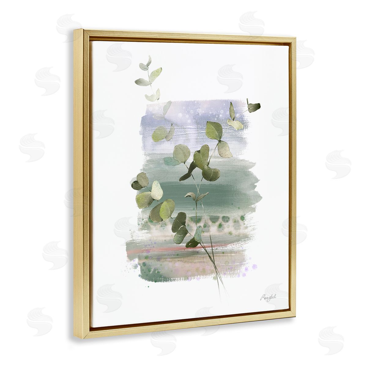 Roozbeh Eucalyptus Herb Painting Gold Floater Frame Canvas Artside_