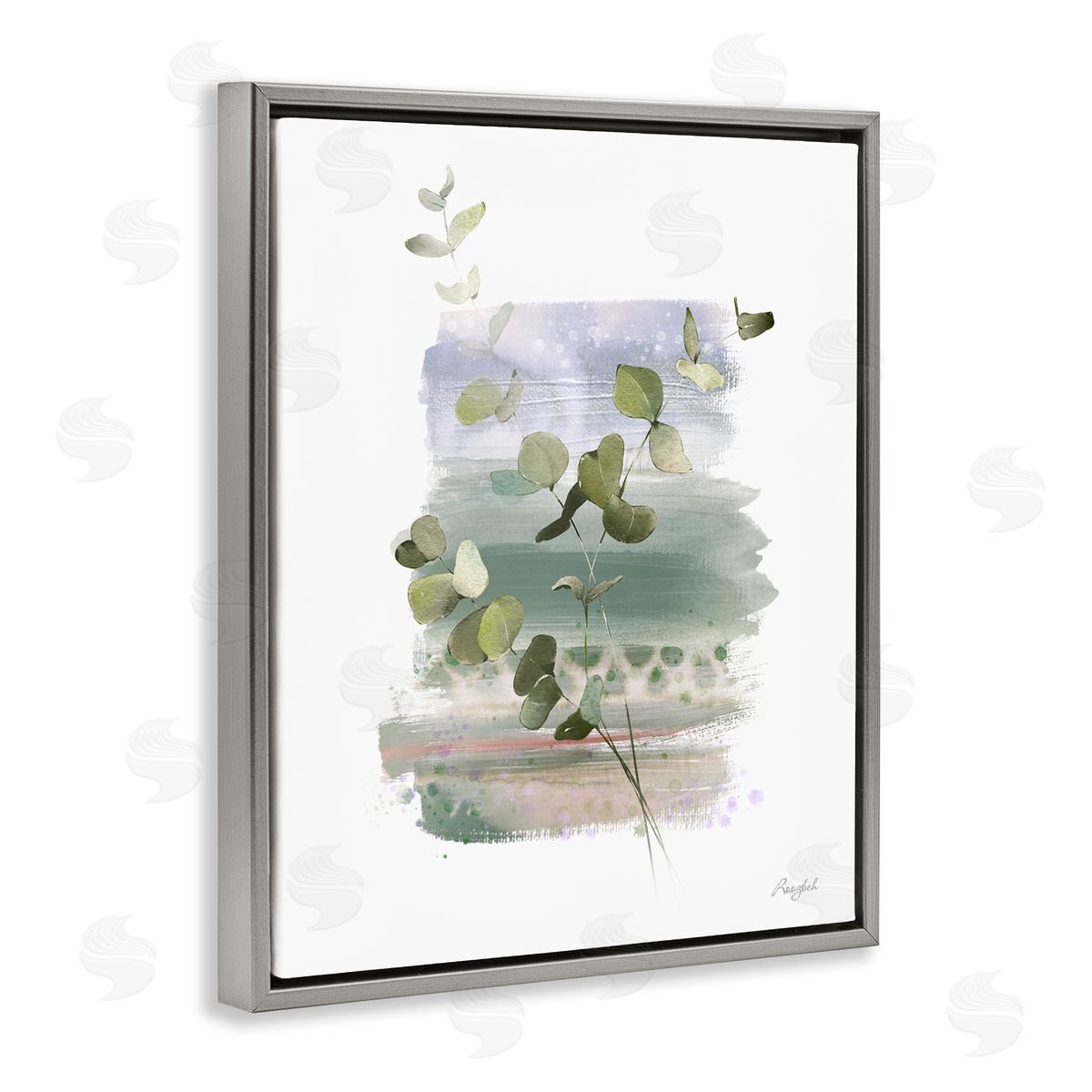 Roozbeh Eucalyptus Herb Painting Gray Floater Frame Canvas Artside_