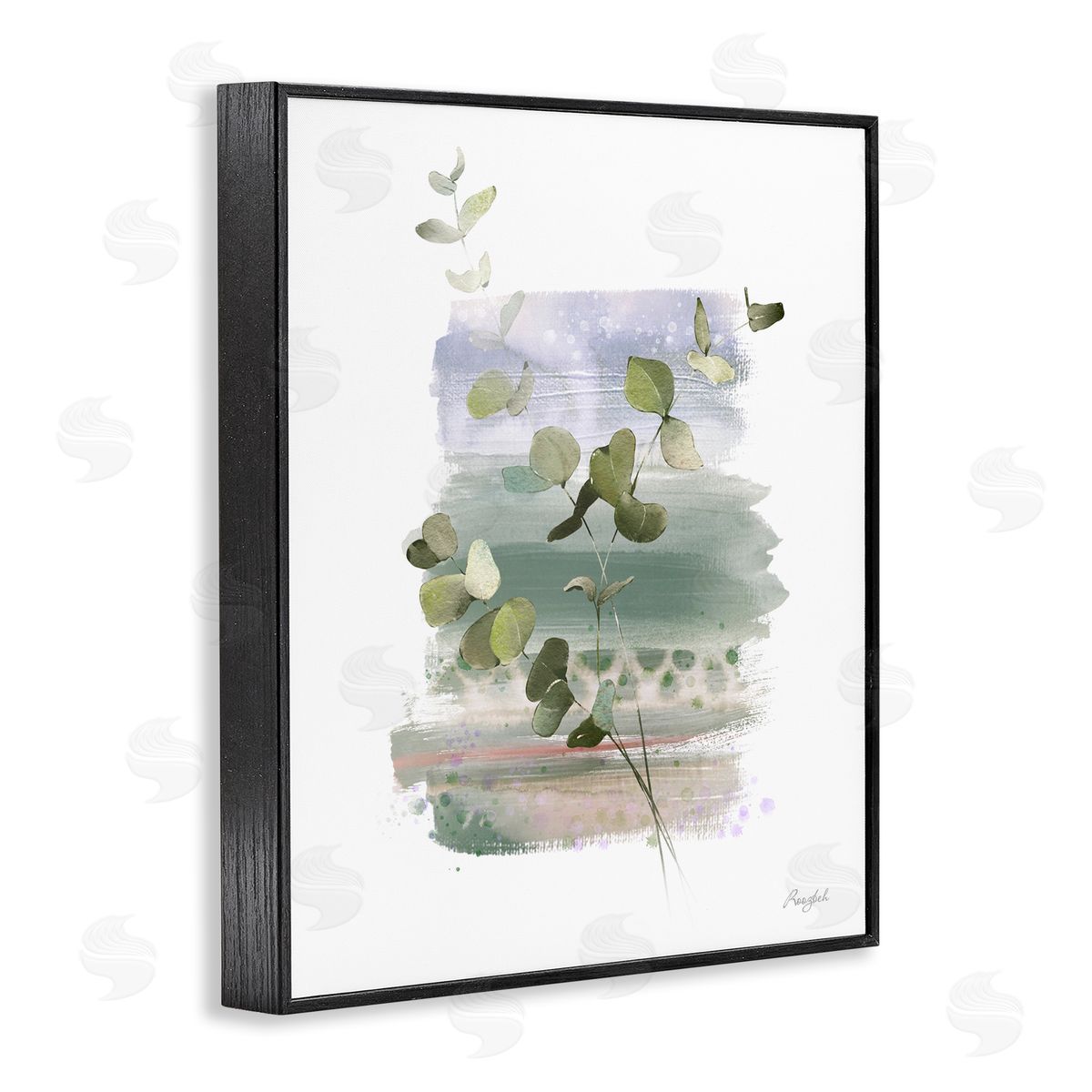 Roozbeh Eucalyptus Herb Painting Black Framed Giclee Wall Artside_
