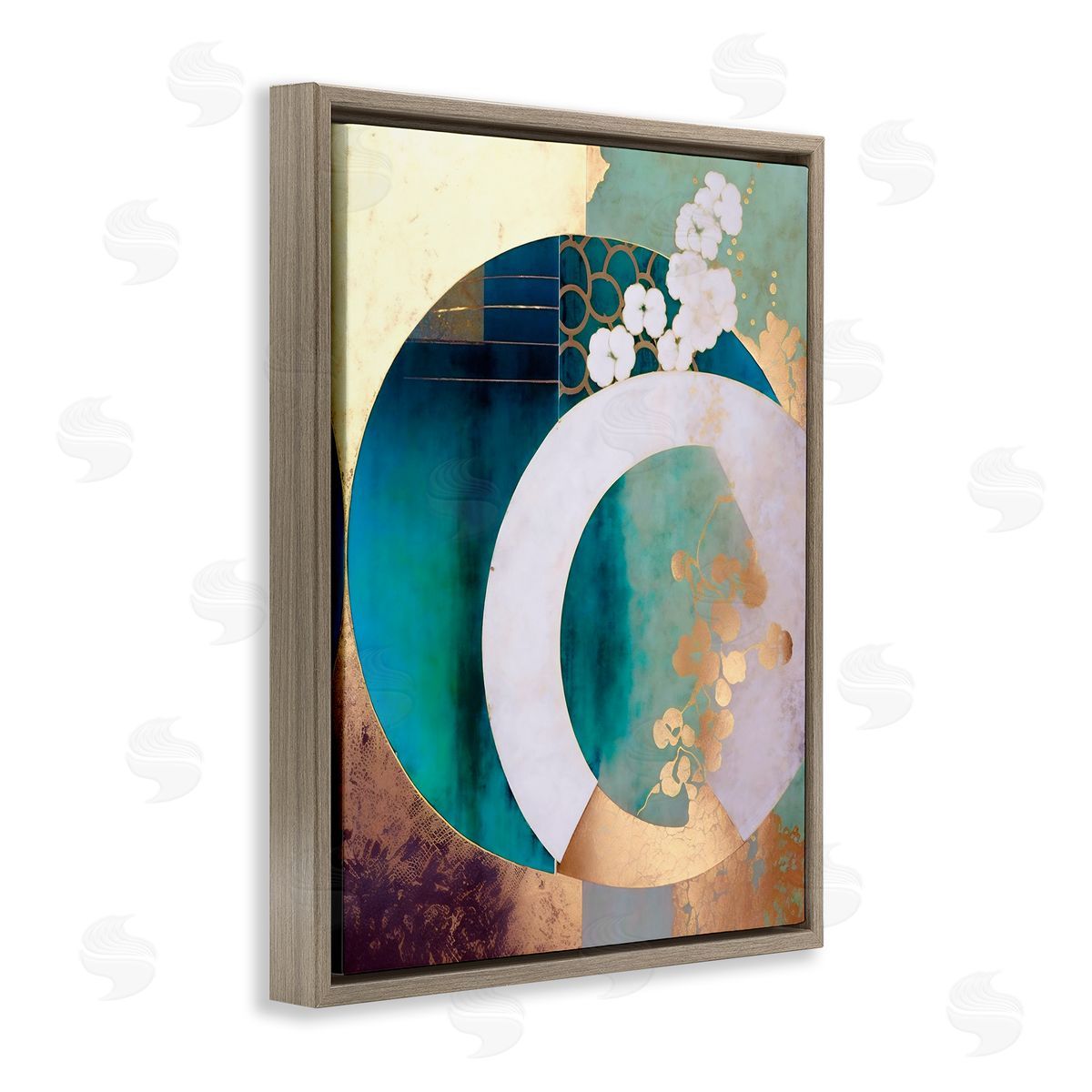 Ray Powers Asian Moon Abstraction Brown Floater Frame Canvas Artside_
