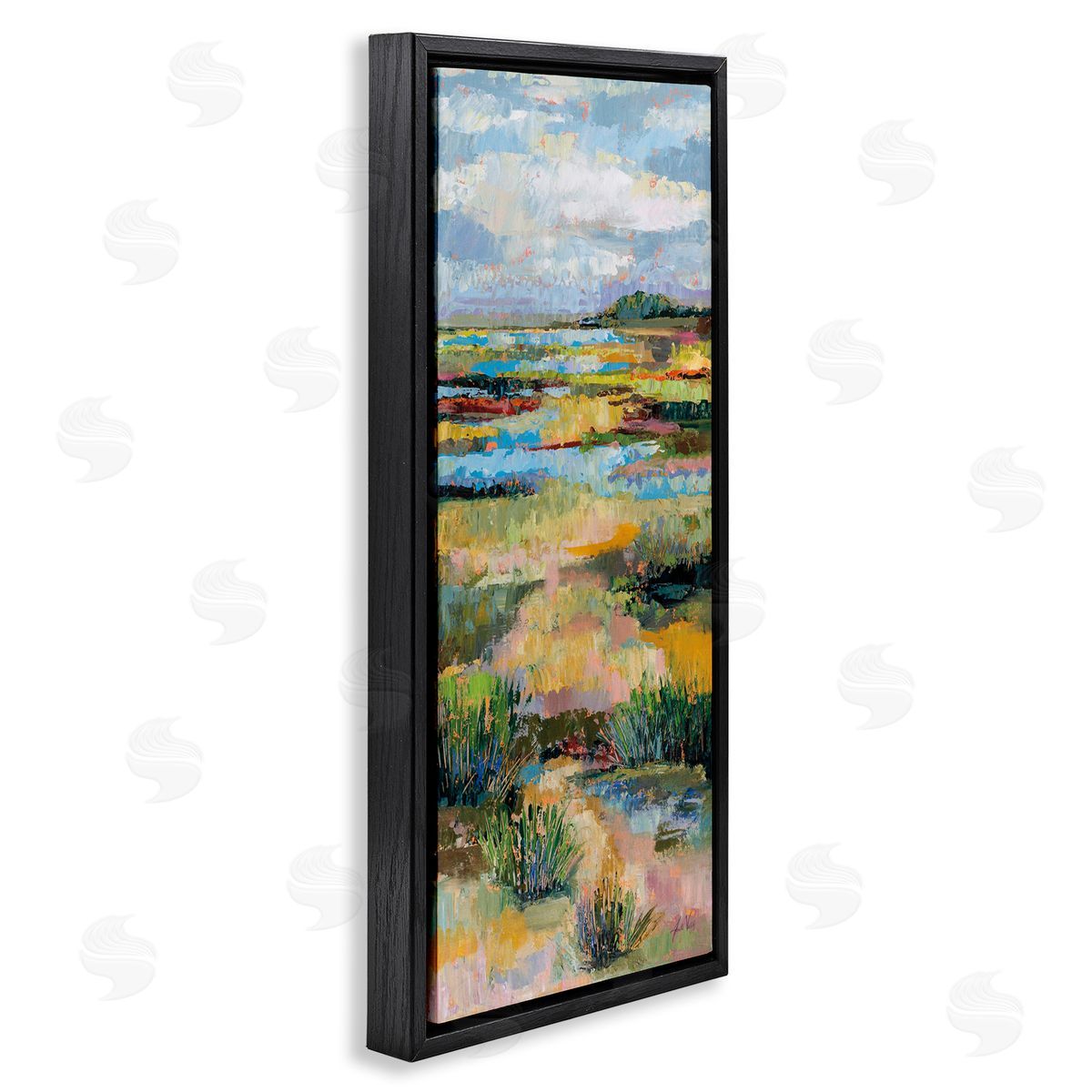 Jeanette Vertentes Abstract River Landscape Black Floater Frame Canvas Artside_