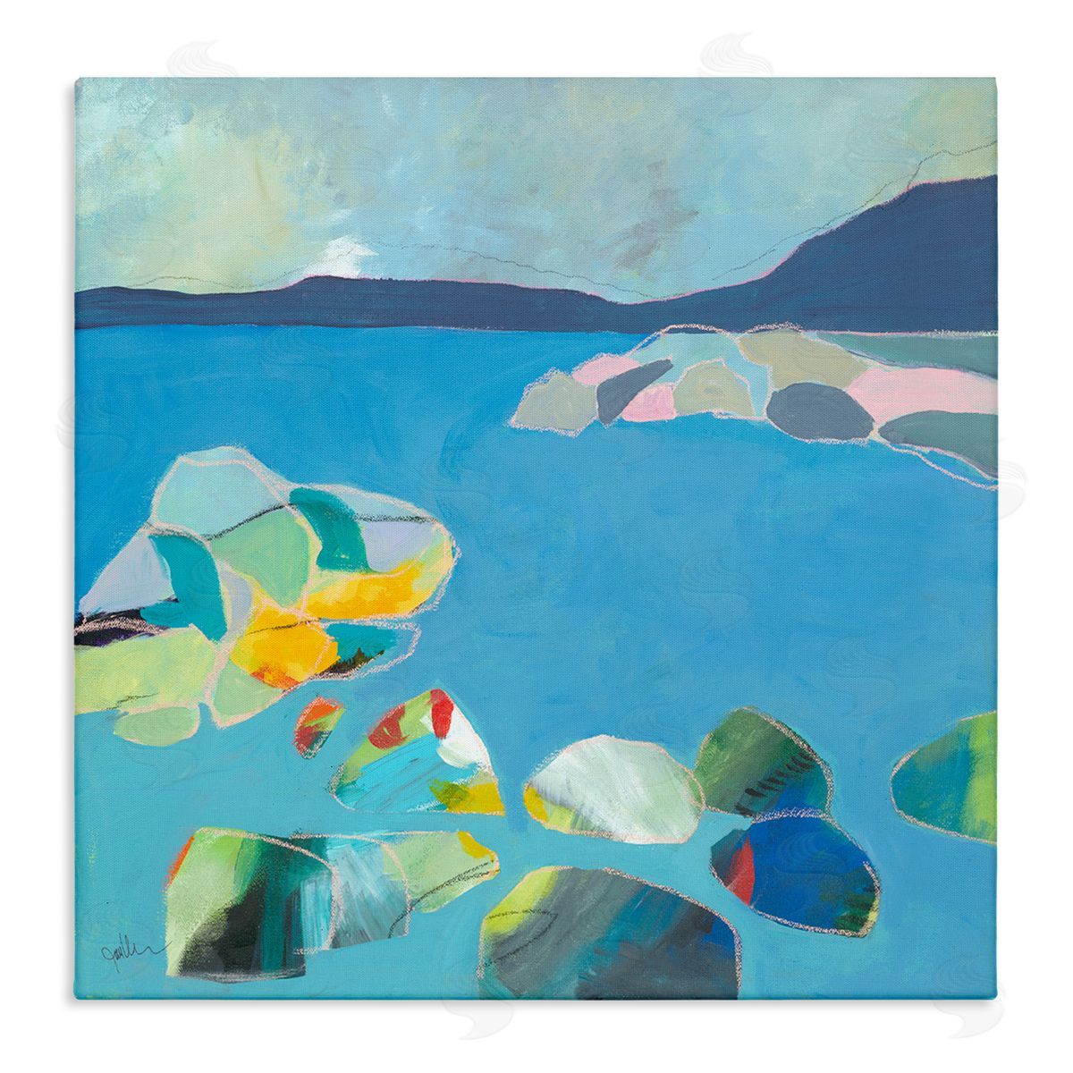Jan Weiss Contemporary Rocks in Bay Canvas Wall Art