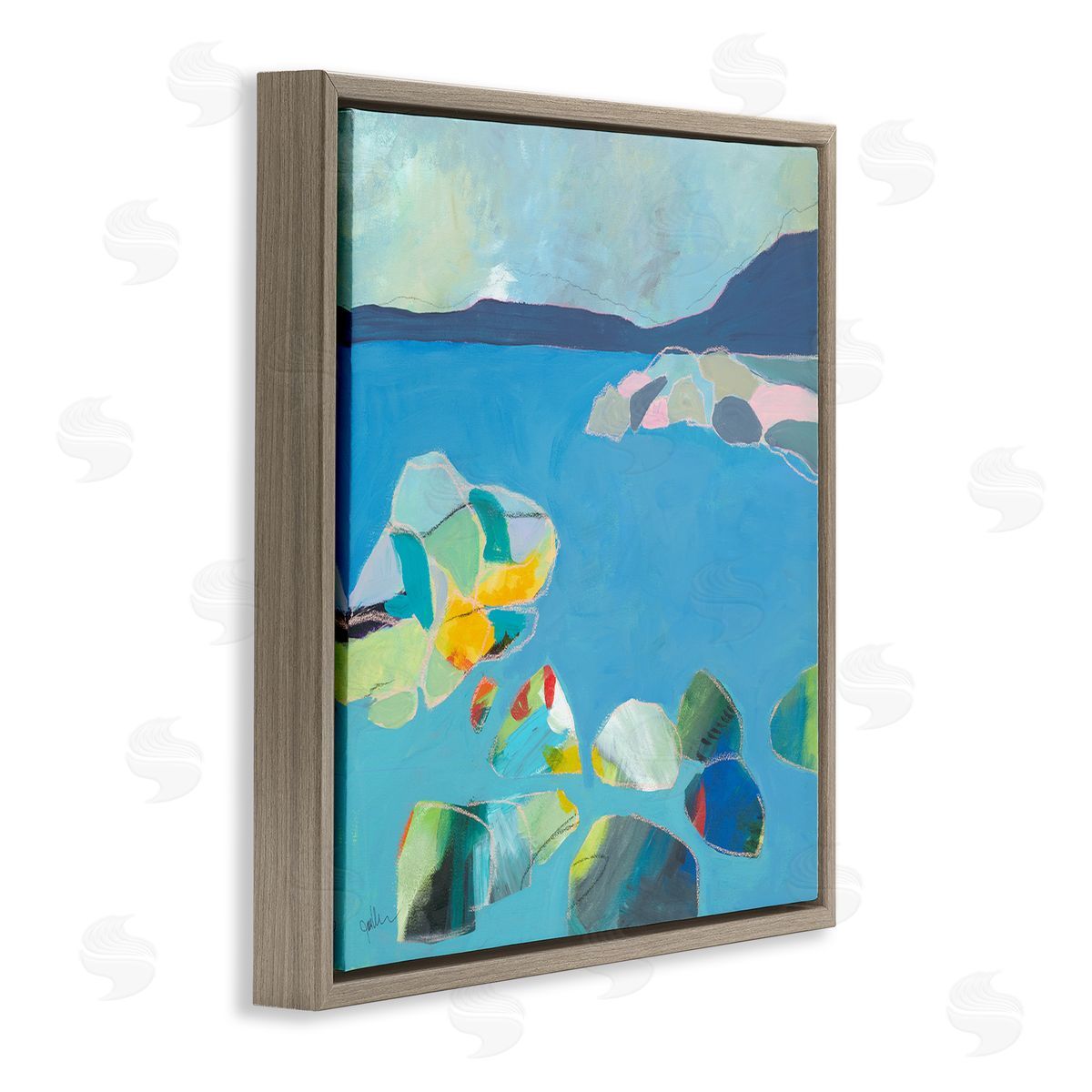 Jan Weiss Contemporary Rocks in Bay Brown Floater Frame Canvas Artside_