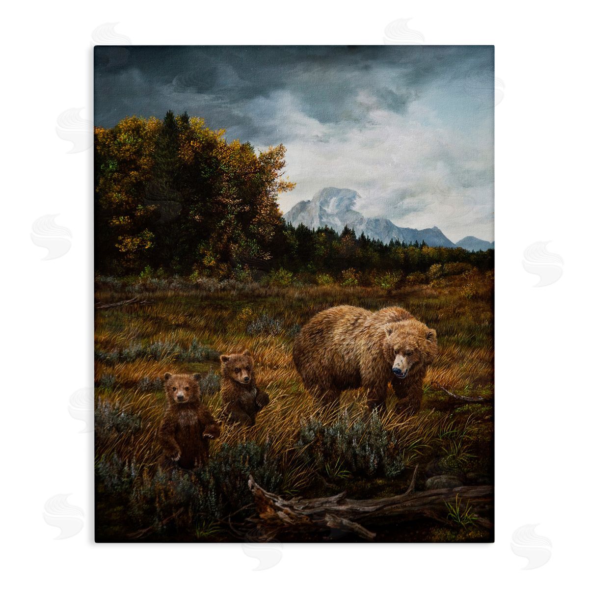 Karla Mann Bears in Nature Scene Canvas Wall Art