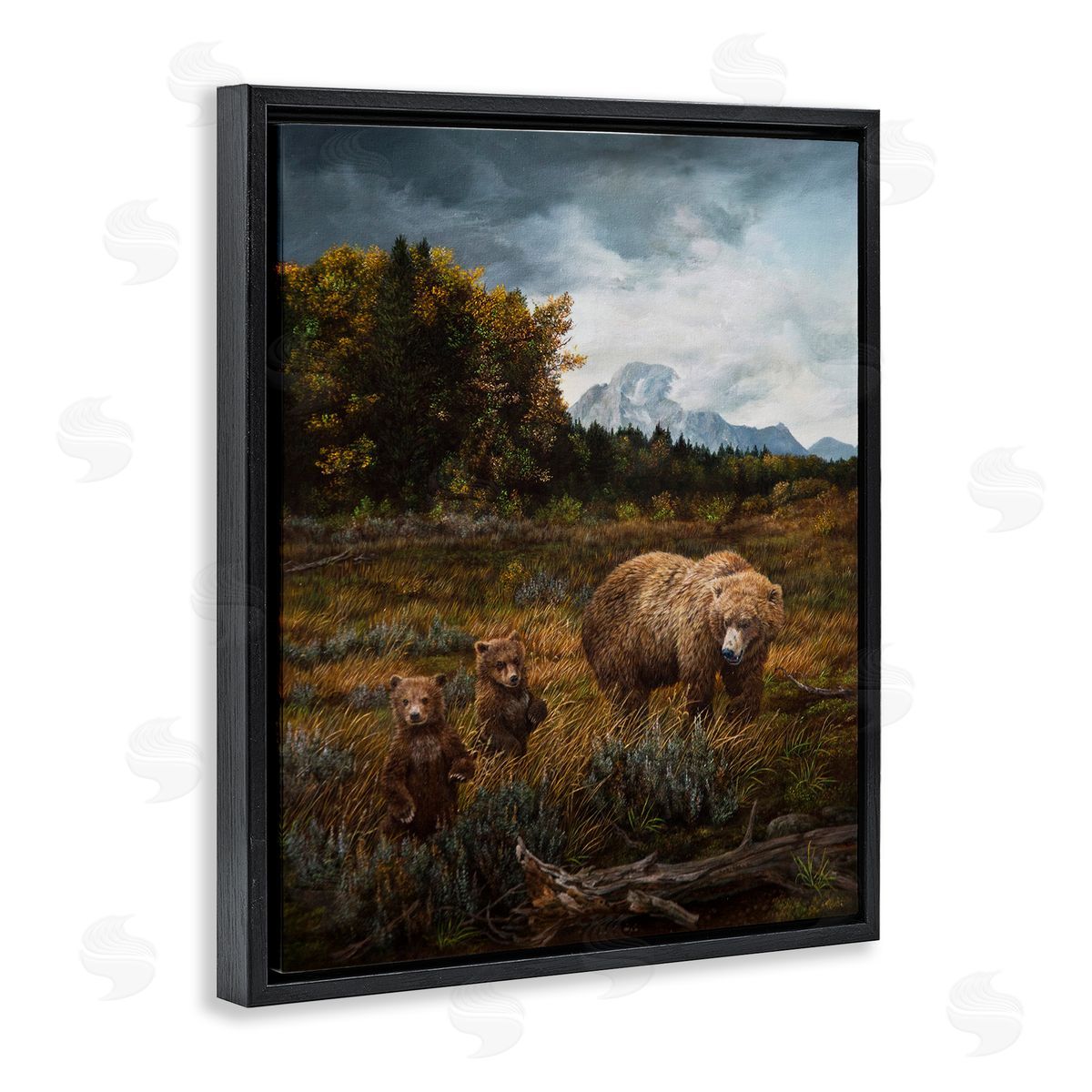 Karla Mann Bears in Nature Scene Black Floater Frame Canvas Artside_